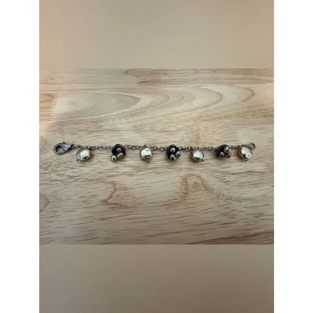 Vintage Gold-Tone Charm Bracelet with Metallic Beads